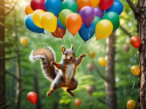 animal balloons,atlas squirrel,tree squirrel,colorful balloons,relaxed squirrel,balloons flying,squirell,tree chipmunk,eurasian red squirrel,acorns,red squirrel,balloon trip,squirrels,squirrel,racked out squirrel,ballooning,the squirrel,whimsical animals,eurasian squirrel,indian palm squirrel,Photography,General,Natural
