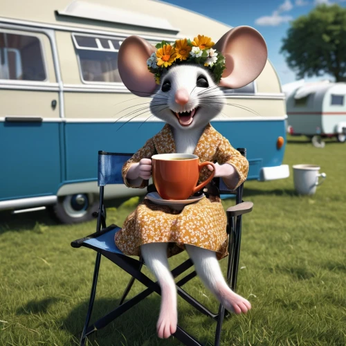 rving,motorhomes,travel trailer poster,caravanning,campervan,motorhome,campground,camper,glamping,camping,camping car,dormouse,rat na,small camper,mouse,musical rodent,anthropomorphized animals,field mouse,whimsical animals,rat