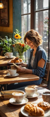 woman at cafe,woman drinking coffee,women at cafe,woman holding pie,breakfast table,girl with cereal bowl,the coffee shop,woman eating apple,girl with bread-and-butter,mystic light food photography,tabletop photography,breakfast menu,waitress,establishing a business,food photography,fika,restaurants online,girl in the kitchen,food styling,single-origin coffee,Art,Artistic Painting,Artistic Painting 34