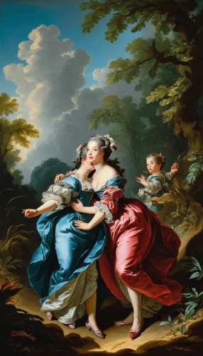 bougereau,rococo,apollo and the muses,mother with children,young couple,dancing couple,la nascita di venere,woman holding pie,robert duncanson,happy children playing in the forest,woman playing,mother and children,two girls,dancers,courtship,the mother and children,paintings,mother with child,woman playing violin,hunting scene,Art,Classical Oil Painting,Classical Oil Painting 36