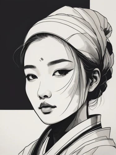 geisha,geisha girl,oriental girl,japanese woman,mulan,oriental princess,katana,hanbok,asian woman,oriental,shirakami-sanchi,japanese art,mukimono,yi sun sin,samurai,wuchang,digital illustration,headscarf,digital drawing,game drawing,Illustration,Paper based,Paper Based 01