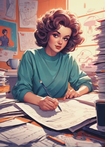 secretary,girl studying,paperwork,office worker,girl at the computer,bookkeeper,administrator,sci fiction illustration,retro women,retro woman,secretary desk,vintage illustration,night administrator,librarian,academic,author,tutor,female worker,retro girl,illustrator,Conceptual Art,Sci-Fi,Sci-Fi 29