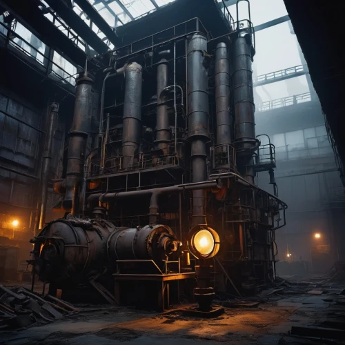 steam power,industrial plant,industrial landscape,industrial ruin,heavy water factory,steam locomotives,empty factory,dust plant,steel mill,abandoned factory,chemical plant,powerplant,refinery,industrial,steam engine,power plant,industrial tubes,steam machine,steam,factories,Illustration,Retro,Retro 09