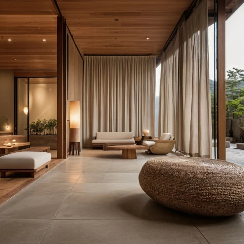 luxury home interior,zen garden,interior modern design,luxury bathroom,contemporary decor,bamboo curtain,zen stones,dunes house,japanese-style room,natural stone,stone floor,modern room,chaise lounge,living room,modern living room,modern decor,outdoor sofa,spa items,great room,livingroom