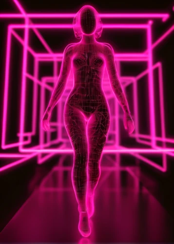 pink vector,female runner,uv,neon body painting,human body,geometric body,the human body,magenta,cinema 4d,neon human resources,woman walking,3d figure,disco,3d render,neon light,3d background,3d model,gradient mesh,vapor,digiart,Photography,General,Commercial