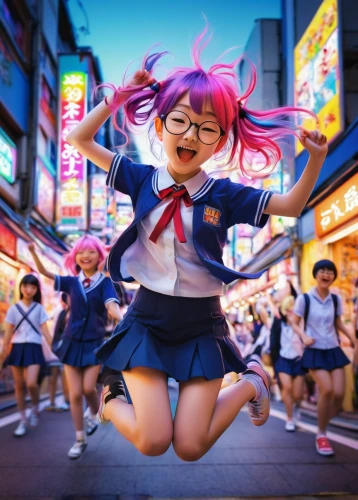 harajuku,naginatajutsu,anime 3d,japanese kawaii,bulli,ganmodoki,anime girl,japanese idol,kawaii girl,ecstatic,kawaii,tokyo ¡¡,anime cartoon,shibuya,2d,kotobukiya,little girl running,anime manga,mini e,sakura background,Illustration,Abstract Fantasy,Abstract Fantasy 06