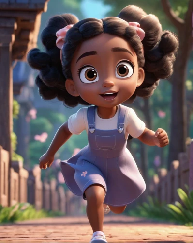 tiana,agnes,moana,cute cartoon character,coco,hushpuppy,hula,lilo,miguel of coco,little girl running,maria bayo,maya,a girl in a dress,disney character,madagascar,adelita,ori-pei,little girl twirling,jasmine,animated cartoon,Unique,3D,3D Character