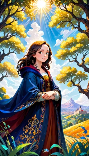 merida,fantasy picture,fantasy portrait,snow white,fairy tale character,fantasy art,mystical portrait of a girl,heroic fantasy,fantasy woman,girl with tree,sci fiction illustration,celtic queen,sorceress,landscape background,children's fairy tale,world digital painting,fairy tale,game illustration,mother earth,the enchantress,Anime,Anime,Cartoon