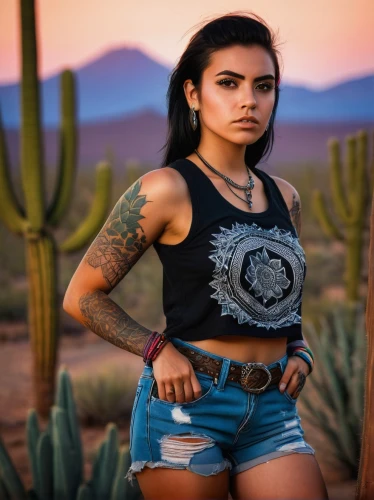 desert background,cacti,arizona,jeans background,cactus,tattoo girl,route 66,route66,pioneertown,catrina,denim background,saguaro,mexican,tucson,az,sonoran,desert,girl in t-shirt,desert flower,nevada,Illustration,Retro,Retro 02