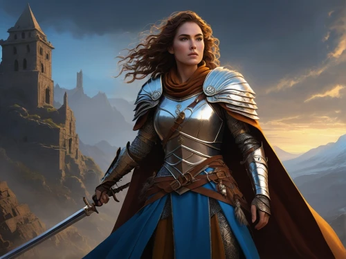 joan of arc,heroic fantasy,female warrior,paladin,sterntaler,massively multiplayer online role-playing game,swordswoman,fantasy portrait,artemisia,warrior woman,castleguard,catarina,eufiliya,fantasy art,cg artwork,celtic queen,elaeis,fantasy woman,arcanum,portrait background,Illustration,Vector,Vector 13