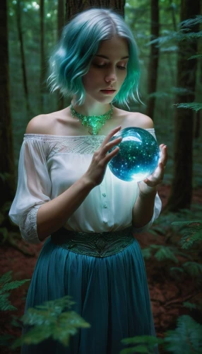 crystal ball-photography,crystal ball,faerie,fantasy picture,fae,faery,fairy peacock,glass sphere,mystical portrait of a girl,fantasy portrait,photomanipulation,blue enchantress,divination,anahata,dryad,green mermaid scale,green bubbles,green aurora,aquarius,lensball,Conceptual Art,Oil color,Oil Color 05