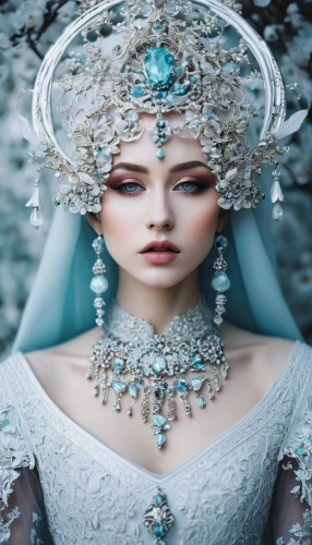bridal jewelry,the snow queen,suit of the snow maiden,ice queen,bridal accessory,bridal veil,bridal,bridal clothing,fairy queen,headpiece,bridal dress,fantasy portrait,diadem,blue enchantress,headdress,white rose snow queen,victorian lady,silver wedding,mystical portrait of a girl,the angel with the veronica veil,Photography,Artistic Photography,Artistic Photography 12