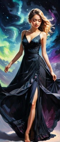 celtic woman,queen of the night,fantasy picture,fantasy art,girl in a long dress,world digital painting,lady of the night,sci fiction illustration,fantasy woman,horoscope libra,divine healing energy,zodiac sign libra,sorceress,whirling,blue enchantress,woman walking,the zodiac sign pisces,dance of death,fantasy portrait,celtic queen,Conceptual Art,Fantasy,Fantasy 03