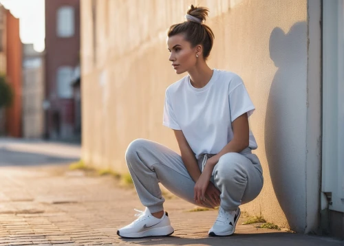 puma,tracksuit,girl sitting,sweatpant,sweatpants,white clothing,menswear for women,adidas,sneakers,women clothes,female model,woman sitting,women fashion,neutral color,women's clothing,long-sleeved t-shirt,white boots,sitting,jogger,street fashion,Art,Artistic Painting,Artistic Painting 23