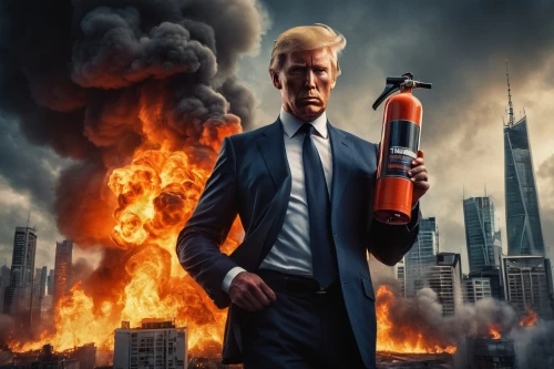 donald trump,trump,ceo,blow torch,fire master,president of the united states,suit actor,fire background,president of the u s a,steam release,city in flames,businessman,governor,the conflagration,2020,the president,president,album cover,business man,corporate,Art,Artistic Painting,Artistic Painting 37