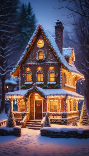 gingerbread house,winter house,christmas house,christmas landscape,the gingerbread house,winter village,gingerbread houses,christmas scene,christmas snowy background,christmas town,christmas wallpaper,new england style house,christmas village,the holiday of lights,victorian house,beautiful home,warm and cozy,log cabin,christmasbackground,christmas motif,Illustration,Realistic Fantasy,Realistic Fantasy 34