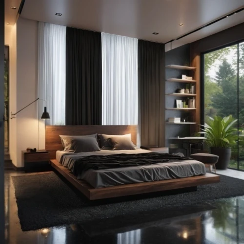 modern room,canopy bed,interior modern design,modern decor,modern living room,contemporary decor,sleeping room,great room,luxury home interior,bedroom,room divider,livingroom,interior design,living room,waterbed,penthouse apartment,bedroom window,home interior,apartment lounge,loft