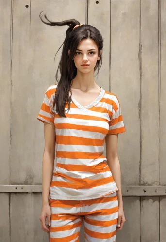 horizontal stripes,prisoner,clove,striped background,one-piece garment,stripes,striped,tiger lily,orange,clove-clove,liberty cotton,prison,carrot print,jumpsuit,stripe,baby carrot,mime,isolated t-shirt,photo session in torn clothes,girl in overalls,Digital Art,Comic
