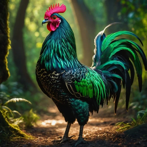cockerel,vintage rooster,landfowl,rooster,bantam,phoenix rooster,redcock,dwarf chickens,roosters,meleagris gallopavo,polish chicken,portrait of a hen,gallus,chicken 65,hen,chicken bird,rooster head,pullet,fairy peacock,the chicken,Photography,General,Fantasy