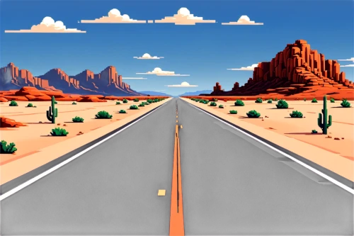 background vector,cartoon video game background,mobile video game vector background,sand road,mountain road,desert desert landscape,desert background,road to nowhere,desert landscape,roads,arid landscape,mountain highway,open road,road,road of the impossible,route 66,route66,street canyon,crossroad,long road,Unique,Pixel,Pixel 01