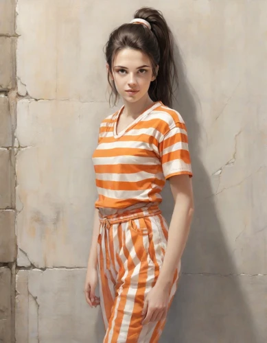 girl with cloth,prisoner,girl in cloth,eleven,portrait of a girl,orange,child portrait,girl in a historic way,girl in a long,striped background,girl portrait,horizontal stripes,girl in t-shirt,young woman,orange robes,girl with cereal bowl,girl with a wheel,girl with bread-and-butter,clove,child girl,Digital Art,Comic