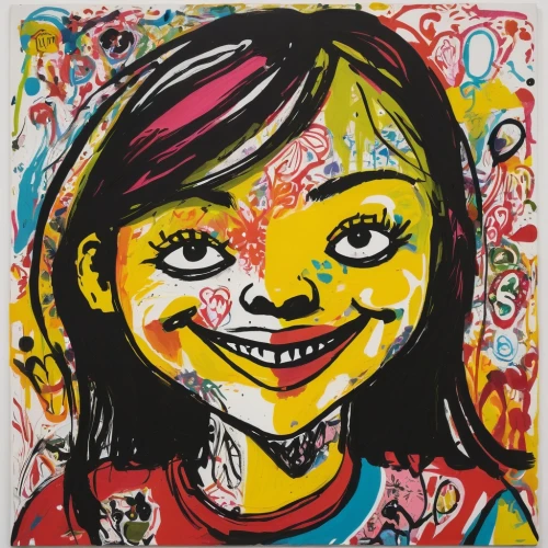 child art,a girl's smile,girl-in-pop-art,kids illustration,pop art girl,effect pop art,multicolor faces,child portrait,child girl,popart,children drawing,child's frame,cool pop art,girl drawing,colored crayon,painter doll,little girl with balloons,modern pop art,girl portrait,glass painting,Conceptual Art,Graffiti Art,Graffiti Art 10