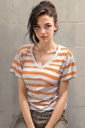 striped background,girl in t-shirt,cotton top,in a shirt,portrait background,tee,teen,horizontal stripes,clementine,girl sitting,mime,cute,clove,stripes,tshirt,pixie,pretty young woman,mime artist,young woman,adorable,Digital Art,Comic