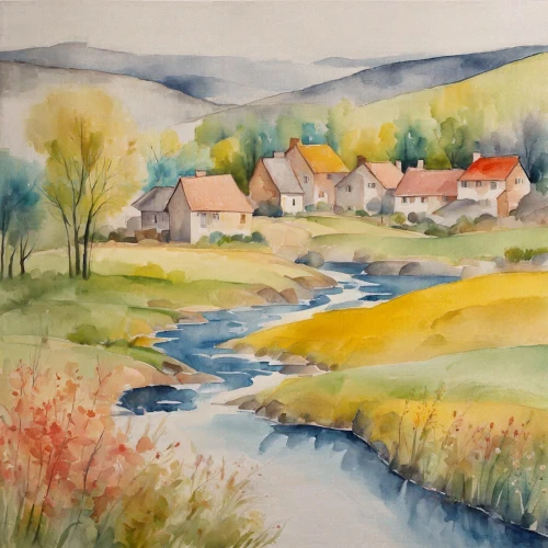 river landscape,watercolour,brook landscape,watercolor,autumn landscape,watercolor shops,water color,watercolor background,watercolor painting,rural landscape,meadow in pastel,home landscape,small landscape,watercolor paint,fall landscape,watercolor paper,water mill,watercolor cafe,watercolors,autumn idyll