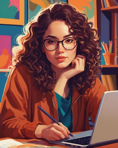 girl studying,girl at the computer,librarian,digital painting,sci fiction illustration,vector illustration,study,girl drawing,world digital painting,illustrator,flat blogger icon,artist portrait,blogger icon,digital illustration,vector art,writing-book,girl portrait,portrait background,author,bookworm,Illustration,Vector,Vector 03