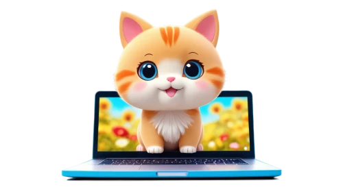 computer mouse,laptop screen,cartoon cat,cat vector,laptop accessory,laptop,computer skype,cute cat,laptop replacement screen,computer graphics,lures and buy new desktop,red tabby,pc laptop,cat image,firefox,desktop support,computer screen,mozilla,imac,transparent background,Illustration,Japanese style,Japanese Style 02