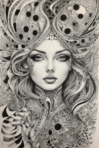 medusa,mermaid vectors,siren,boho art,mermaid,zodiac sign gemini,fashion illustration,zentangle,the sea maid,fantasy portrait,psychedelic art,tiger lily,pencil drawings,gorgon,hand-drawn illustration,the zodiac sign pisces,shamanic,gemini,the enchantress,pencil drawing,Illustration,Black and White,Black and White 30