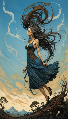 little girl in wind,wind warrior,wind machine,the wind from the sea,wind,wind wave,winds,mountain spirit,girl on the dune,blue enchantress,mother earth,windy,sci fiction illustration,world digital painting,girl in a long dress,fantasy art,the enchantress,mystical portrait of a girl,ephedra,dryad