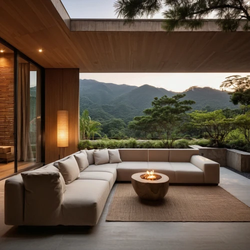 outdoor sofa,outdoor furniture,chaise lounge,modern living room,corten steel,patio furniture,landscape design sydney,luxury home interior,bamboo curtain,beautiful home,contemporary decor,interior modern design,living room,outdoor table,zen garden,roof landscape,wooden decking,landscape designers sydney,modern decor,loveseat