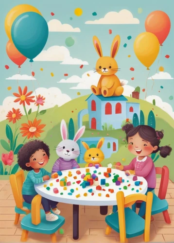 kids illustration,children's background,children's birthday,easter theme,easter card,birthday party,jigsaw puzzle,children's room,children's paper,kids room,birthday table,colorful balloons,kids party,easter rabbits,game illustration,animal balloons,happy birthday balloons,birthday card,tea party,painting easter egg,Illustration,Abstract Fantasy,Abstract Fantasy 02