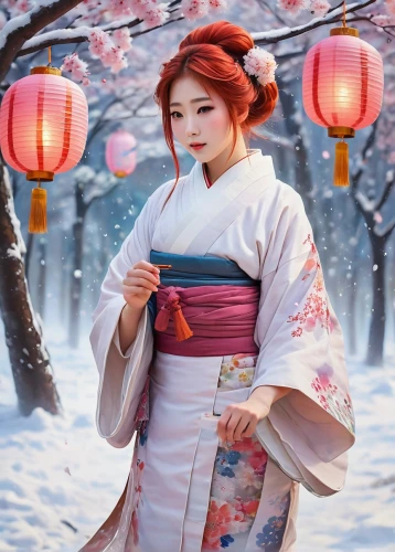 cold cherry blossoms,sakura mochi,japanese sakura background,geisha,winter festival,sakura,japanese woman,hanbok,geisha girl,mukimono,sakura blossom,plum blossoms,japanese art,sakura background,spring festival,japanese cherry,the cherry blossoms,winter blooming cherry,winter cherry,sakura blossoms,Conceptual Art,Oil color,Oil Color 10