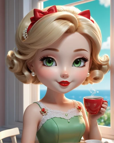 elsa,princess anna,cute cartoon character,darjeeling tea,fairy tale character,tiana,cute cartoon image,disney character,peppermint tea,teacup,agnes,tea,angelica,pixie-bob,maraschino,café au lait,elf,princess sofia,snow white,eglantine,Unique,3D,3D Character