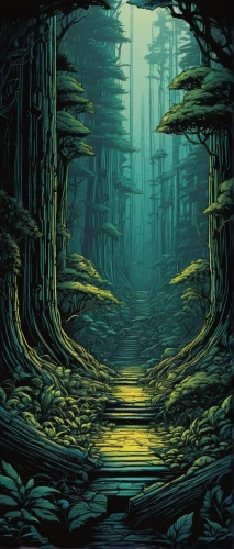 forest floor,forest glade,hollow way,the forest,haunted forest,old-growth forest,cartoon video game background,forest,elven forest,cartoon forest,the forests,swampy landscape,forest landscape,forest dark,forests,forest of dreams,enchanted forest,holy forest,forest path,fairy forest,Illustration,Realistic Fantasy,Realistic Fantasy 25