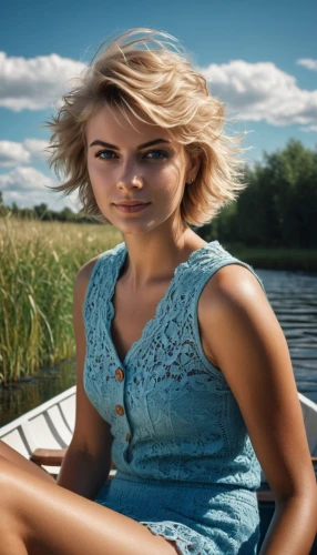 girl on the boat,girl on the river,the blonde in the river,photoshop manipulation,image manipulation,digital compositing,girl in t-shirt,boat operator,pontoon boat,boat landscape,relaxed young girl,artificial hair integrations,image editing,female model,portrait photography,blonde woman,boats and boating--equipment and supplies,girl in a long,beautiful young woman,wooden boat,Photography,General,Fantasy