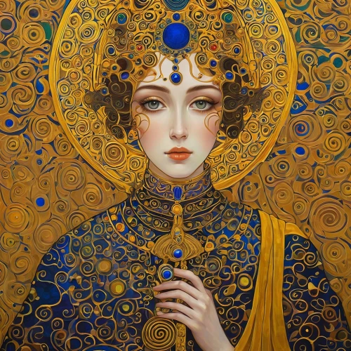 mary-gold,art nouveau,amano,the prophet mary,priestess,golden wreath,art nouveau design,the angel with the veronica veil,cleopatra,golden crown,romanian orthodox,gemini,gold leaf,venus,andromeda,emperor,iranian,cepora judith,baroque angel,the magdalene,Art,Artistic Painting,Artistic Painting 32