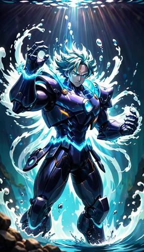 sea god,poseidon,god of the sea,poseidon god face,ora,tiber riven,merman,monsoon banner,electro,neptune,zeus,rein,sea man,skordalia,ice,iceman,ocean background,shiva,wall,sigma,Anime,Anime,Cartoon