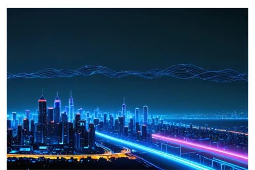 cyberpunk,futuristic landscape,doha,futuristic,dubai,smart city,dystopian,dystopia,electrical grid,book cover,electronic market,digital data carriers,cyberspace,khobar,ebook,cities,5g,neon human resources,cyber,telecommunications engineering,Illustration,Abstract Fantasy,Abstract Fantasy 04