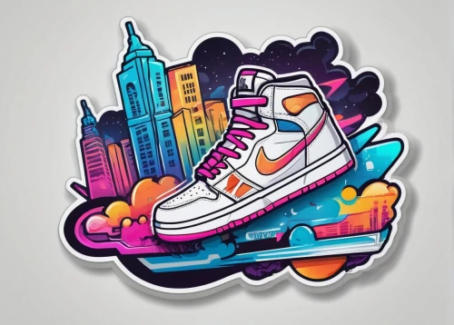 shoes icon,dribbble,vector graphic,dribbble icon,80's design,vector illustration,skate shoe,vector design,sneakers,dribbble logo,artistic roller skating,tinker,air jordan,grapes icon,sneaker,wtc,basketball shoe,kick scooter,skates,vector image,Unique,Design,Sticker