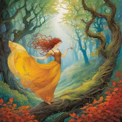 fae,girl with tree,ballerina in the woods,faerie,children's fairy tale,fantasia,faery,forest of dreams,rosa 'the fairy,fairies aloft,rosa ' amber cover,fairy tale,a fairy tale,fairy forest,dryad,fairy tale character,rusalka,fantasy picture,fairy tales,cinderella,Illustration,Realistic Fantasy,Realistic Fantasy 04