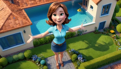 agnes,cute cartoon character,animated cartoon,rapunzel,roofer,princess anna,cute cartoon image,house roofs,3d rendered,housekeeper,disney character,pixie-bob,realtor,digital compositing,window cleaner,roof tile,house roof,roofing,princess sofia,smart house,Unique,3D,3D Character