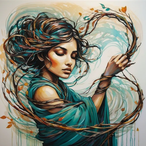 the wind from the sea,boho art,siren,water nymph,fantasy portrait,mystical portrait of a girl,fantasy art,wind wave,the zodiac sign pisces,meticulous painting,mermaid vectors,the sea maid,water rose,illustrator,glass painting,zodiac sign libra,dryad,art painting,aquarius,mermaid background,Illustration,Realistic Fantasy,Realistic Fantasy 23