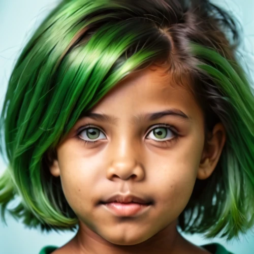 child portrait,girl portrait,indian girl,indian girl boy,child girl,little girl in wind,cuban emerald,mystical portrait of a girl,green aurora,portrait photography,photos of children,green,photographing children,child model,bangladeshi taka,green and white,the green coconut,artificial hair integrations,natural color,green skin