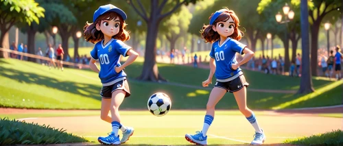 anime 3d,3d rendered,sports girl,soft tennis,tracer,sports uniform,track golf,track,speed golf,two girls,tennis,3d fantasy,3d render,little league,trainers,walk in a park,track and field,background bokeh,cheering,animation,Anime,Anime,Cartoon