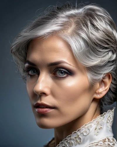 artificial hair integrations,woman portrait,male elf,portrait photography,vintage female portrait,portrait photographers,victorian lady,silvery,portrait background,fantasy portrait,retouching,violet head elf,blonde woman,silver,retouch,white rose snow queen,miss circassian,romantic portrait,silver lacquer,silvery blue