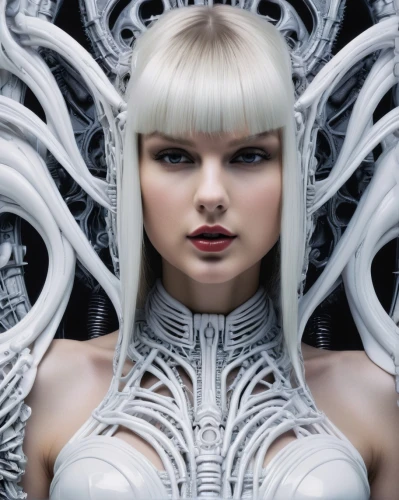 biomechanical,artificial hair integrations,cybernetics,ice queen,sci fi,silver,humanoid,science fiction,scifi,meridians,cyberspace,extraterrestrial life,silver octopus,science-fiction,alien warrior,platinum,silvery,fractalius,rib cage,cyborg,Conceptual Art,Sci-Fi,Sci-Fi 02