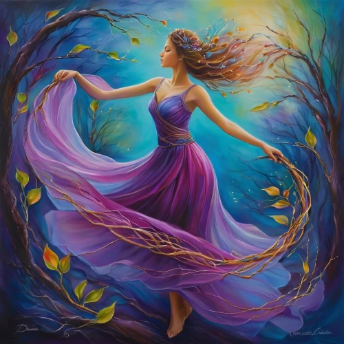 dance with canvases,whirling,gracefulness,dancer,twirling,dance,twirl,oil painting on canvas,twirls,faerie,boho art,latin dance,celtic woman,woman playing,ballerina in the woods,gypsy soul,art painting,mystical portrait of a girl,little girl twirling,dancing,Illustration,Realistic Fantasy,Realistic Fantasy 30